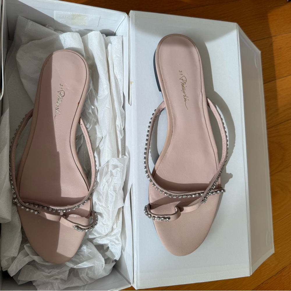 3.1 Phillip Lim Pink Sandals with Rhinestones: Size 36.5